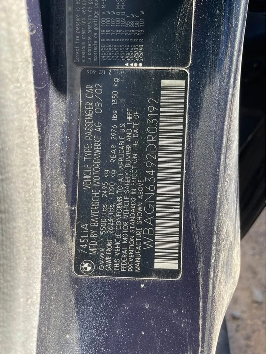 2002 BMW E65/E66 7 Series - Image 8 of 8