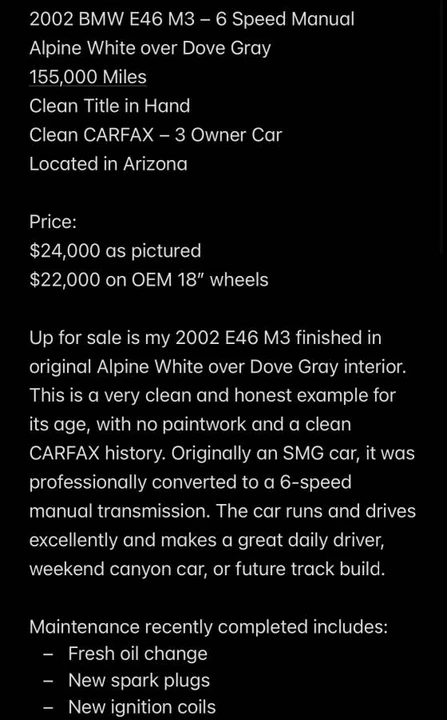 2002 BMW E46 M3 - Image 15 of 19