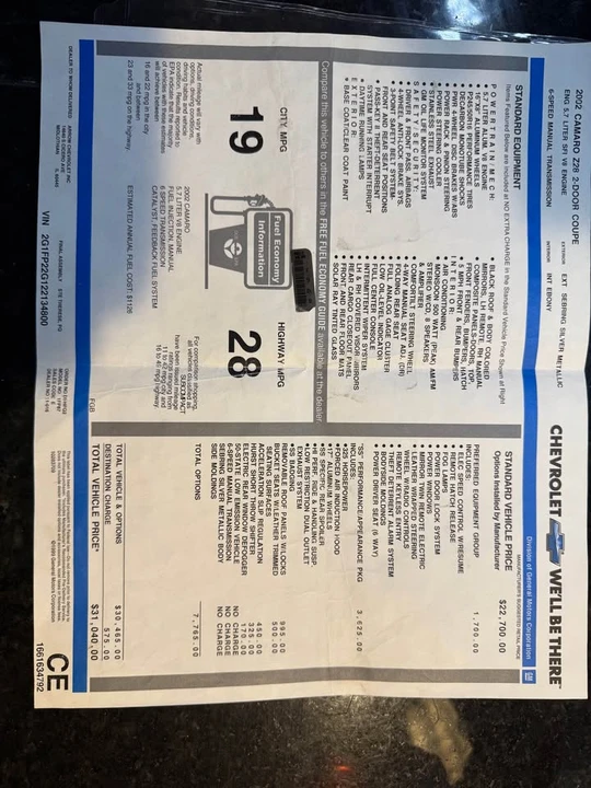 2002 Chevrolet Camaro 4th Gen - Image 11 of 11