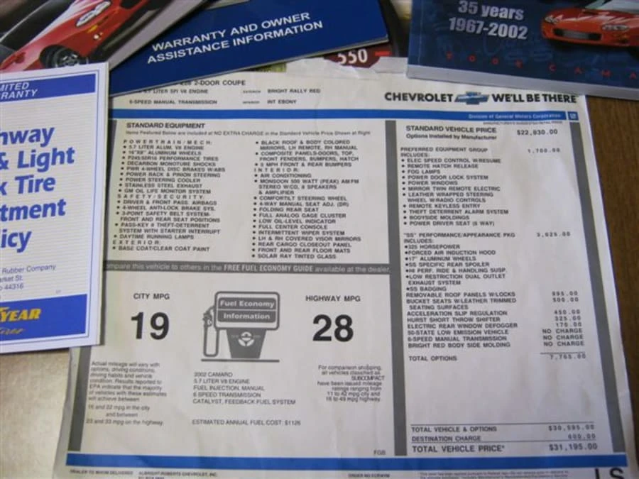2002 Chevrolet Camaro SS 4th Gen - Image 8 of 8