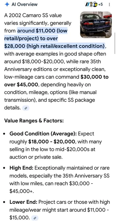 2002 Chevrolet Camaro SS 4th Gen - Image 20 of 20