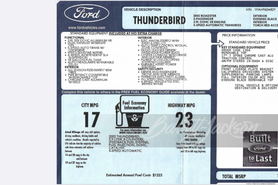 2002 Ford Thunderbird 11th Gen - Image 4 of 14