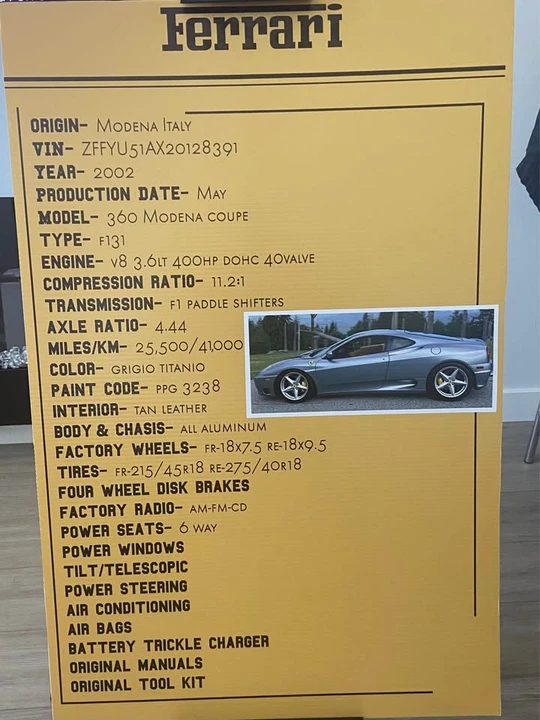 2002 Ferrari 360 Modena - Image 13 of 19