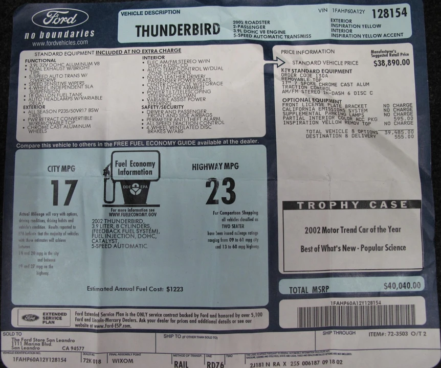 2002 Ford Thunderbird 11th Gen - Image 8 of 8