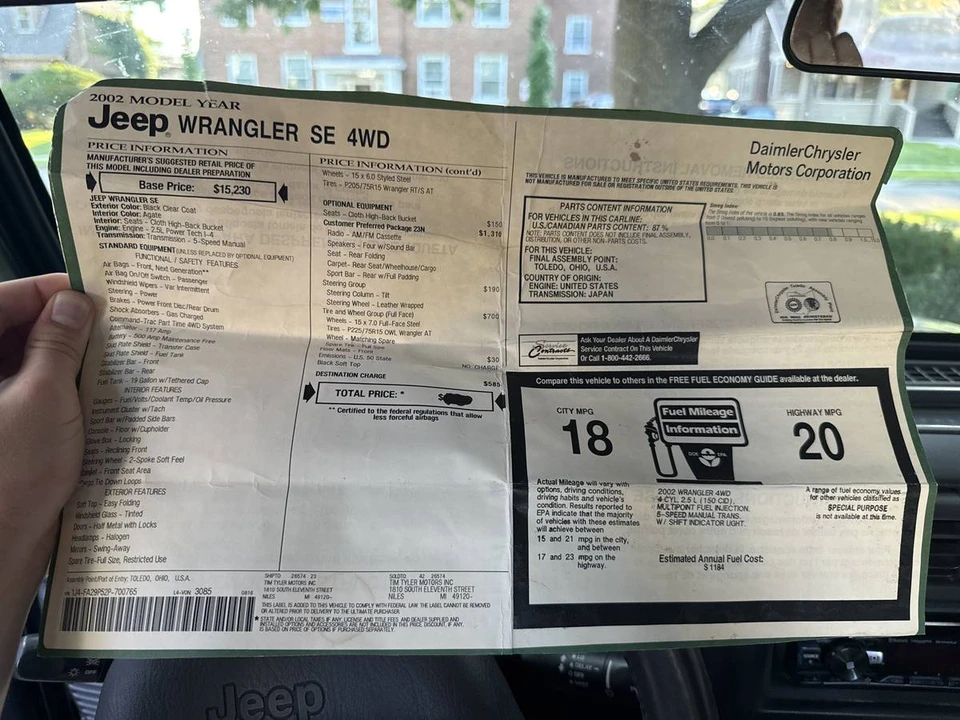 2002 Jeep TJ Wrangler - Image 10 of 12