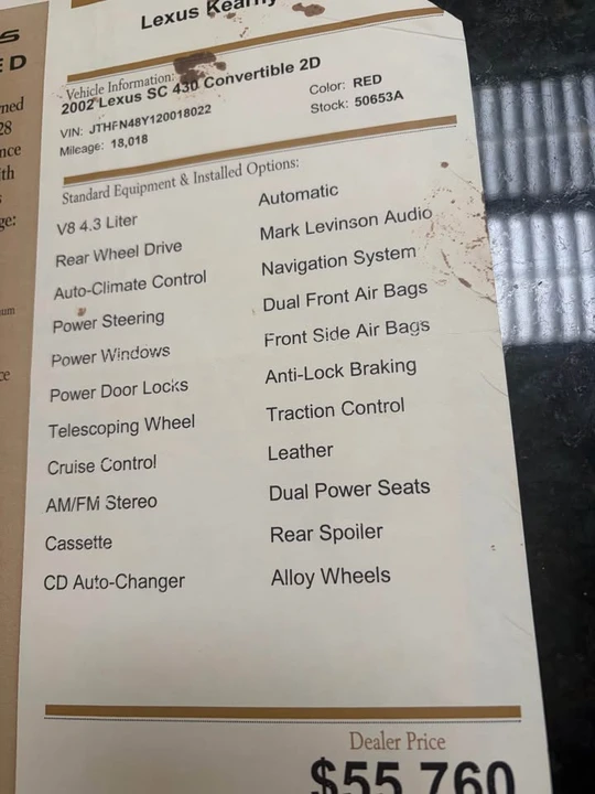2002 Lexus SC430 - Image 9 of 9