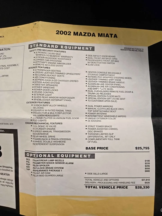 2002 Mazda NB MX-5 Miata - Image 8 of 11