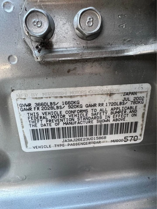 2002 Mitsubishi Lancer 7th Gen - Image 12 of 12