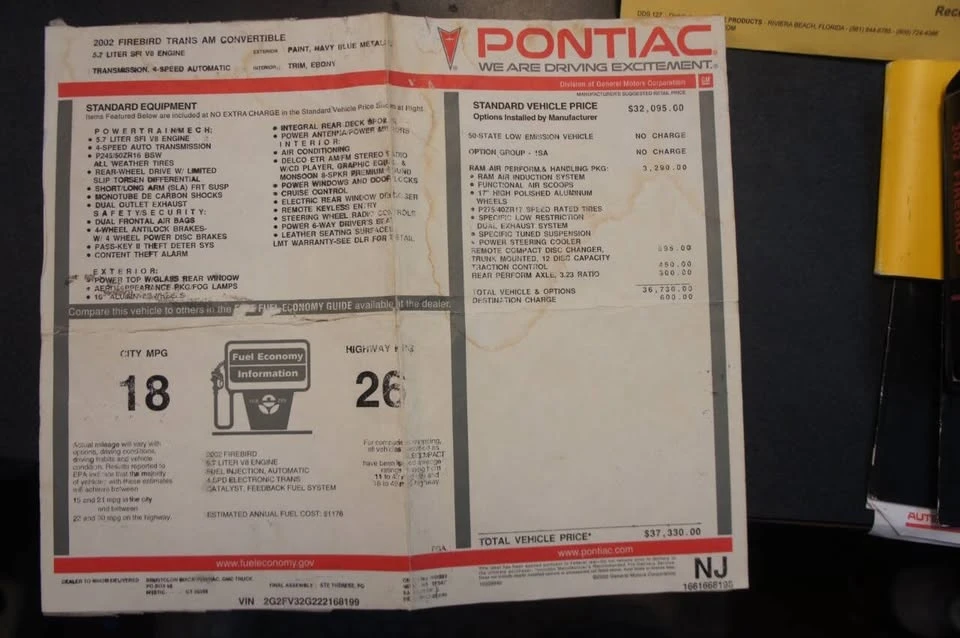2002 Pontiac Firebird 4th Gen - Image 19 of 20