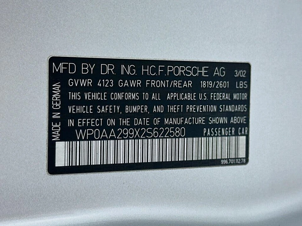 2002 Porsche 996 Carrera 4S - Image 18 of 18