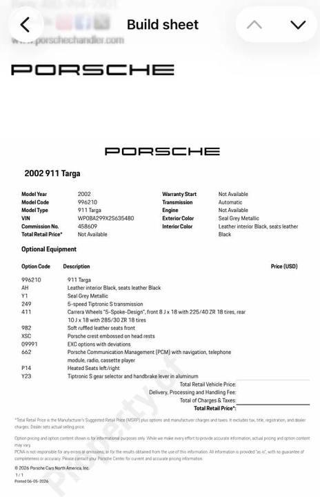 2002 Porsche 996 Targa - Image 14 of 14
