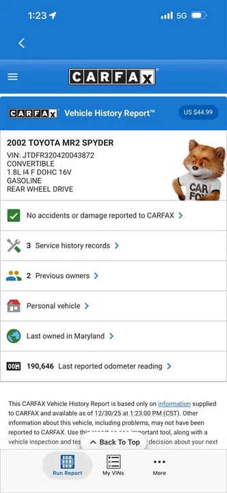 2002 Toyota MR2 Spyder/MR-S - Image 6 of 6
