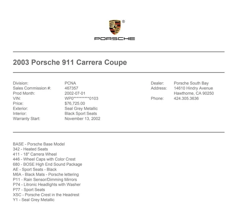 2003 Porsche 996 Carrera - Image 15 of 15
