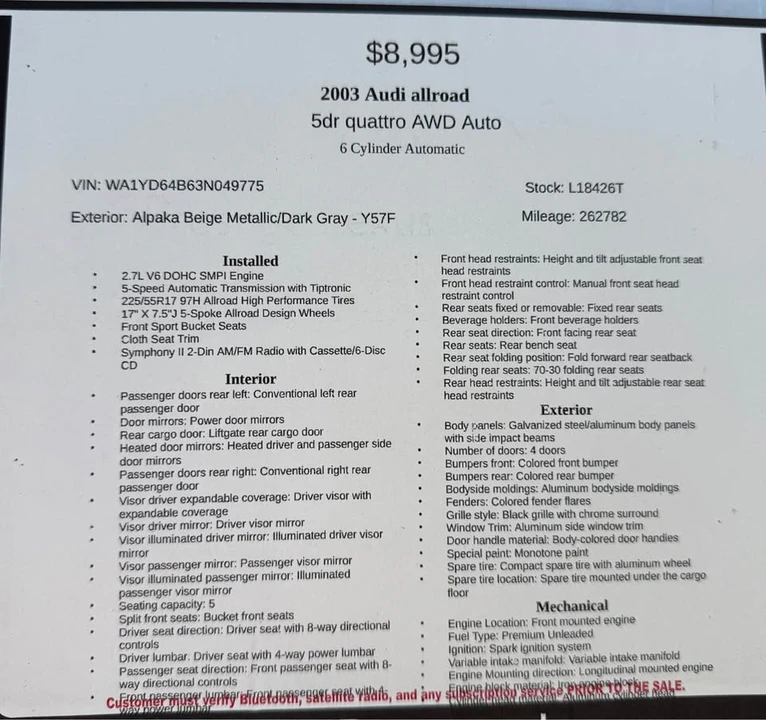 2003 Audi Allroad - Image 14 of 20