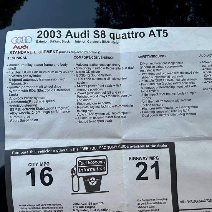 2003 Audi D2 S8 - Image 16 of 17