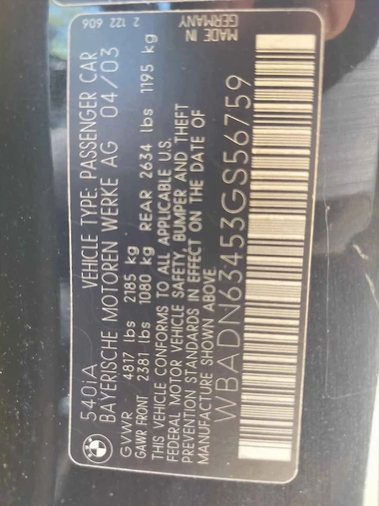 2003 BMW E39 540i - Image 10 of 10