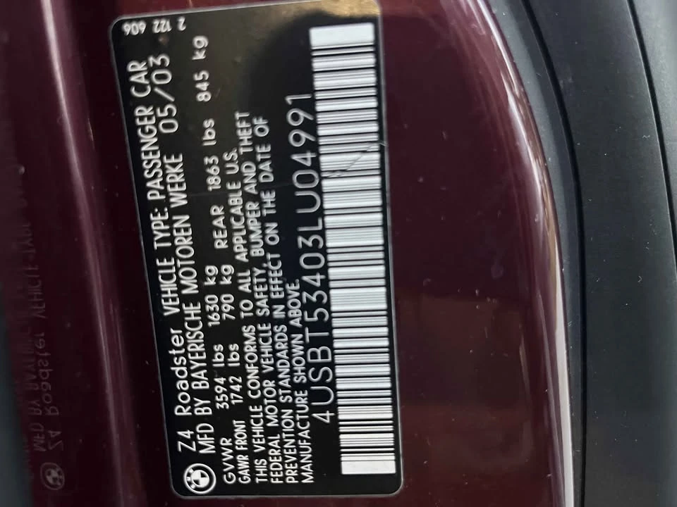 2003 BMW E85 Z4 Roadster - Image 8 of 20