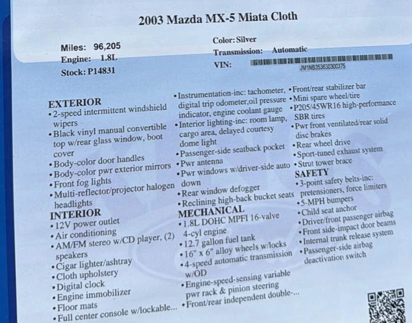 2003 Mazda NB MX-5 Miata - Image 5 of 5