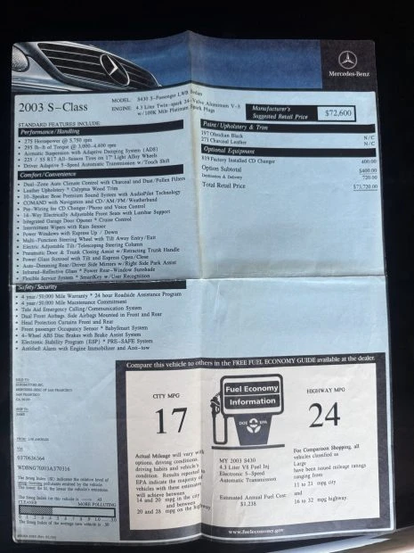 2003 Mercedes-Benz W220 S-Class - Image 8 of 8