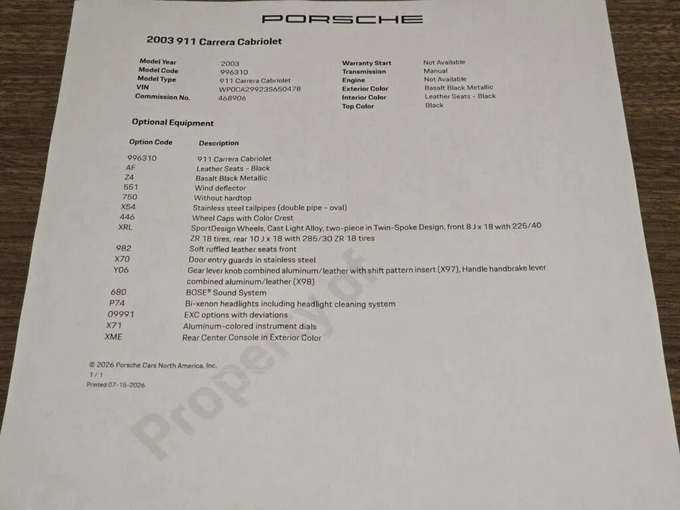 2003 Porsche 996 Carrera - Image 28 of 28