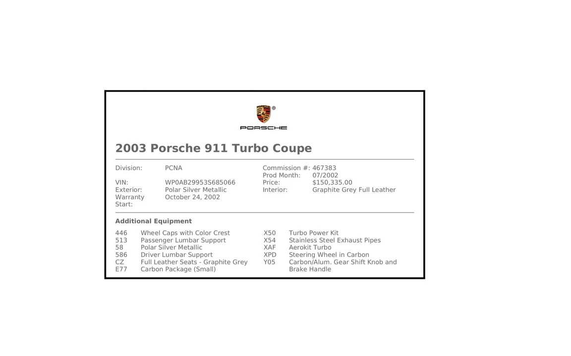 2003 Porsche 996 Turbo - Image 2 of 2