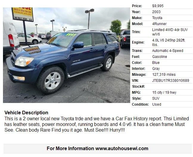 2003 Toyota 4Runner 4th Gen - Image 2 of 20