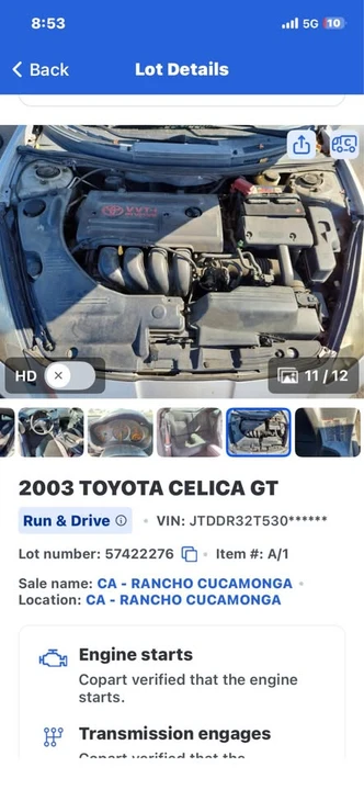 2003 Toyota Celica 7th Gen - Image 9 of 9