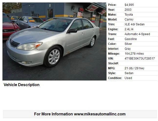 2003 Toyota Camry 5th Gen - Image 2 of 10