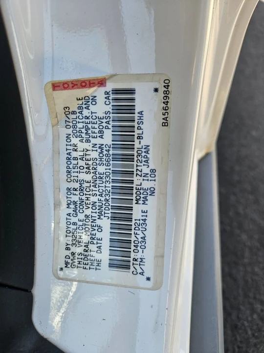 2003 Toyota Celica 7th Gen - Image 18 of 18