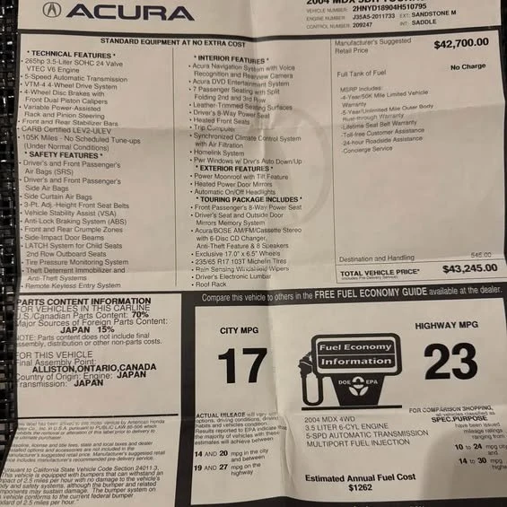 2004 Acura MDX 1st Gen - Image 3 of 6