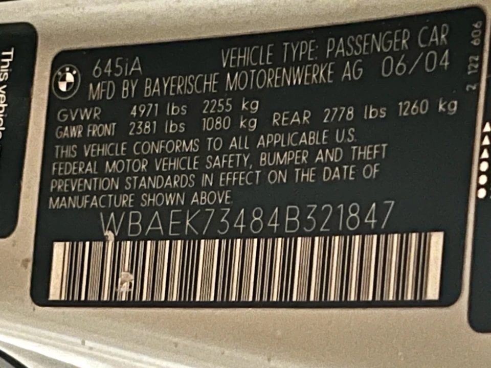 2004 BMW E63/E64 6 Series - Image 31 of 31