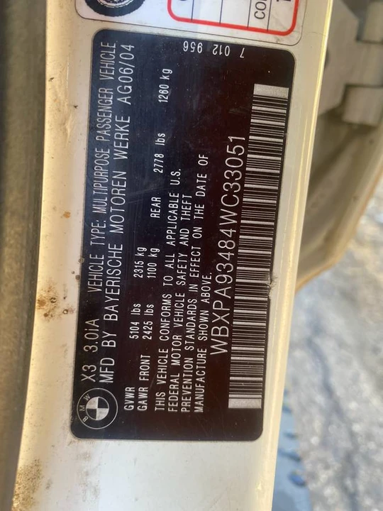 2004 BMW E83 X3 - Image 7 of 11