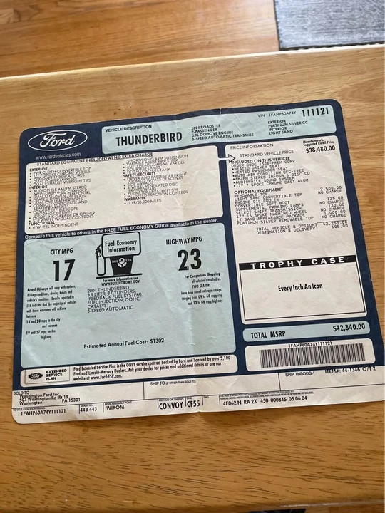 2004 Ford Thunderbird 11th Gen - Image 20 of 20