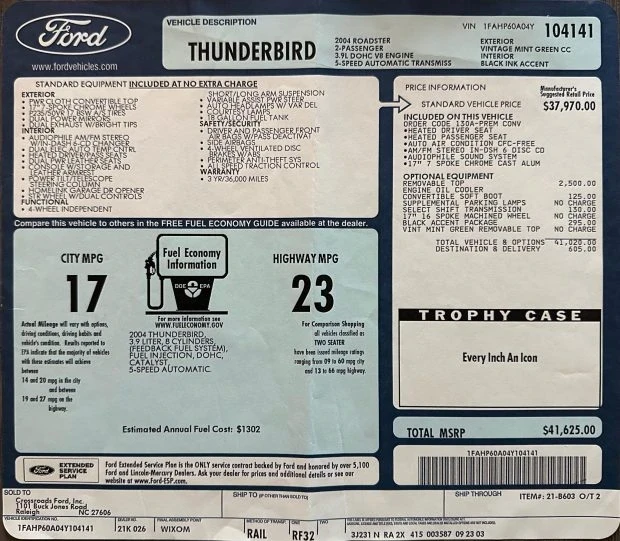 2004 Ford Thunderbird 11th Gen - Image 8 of 8