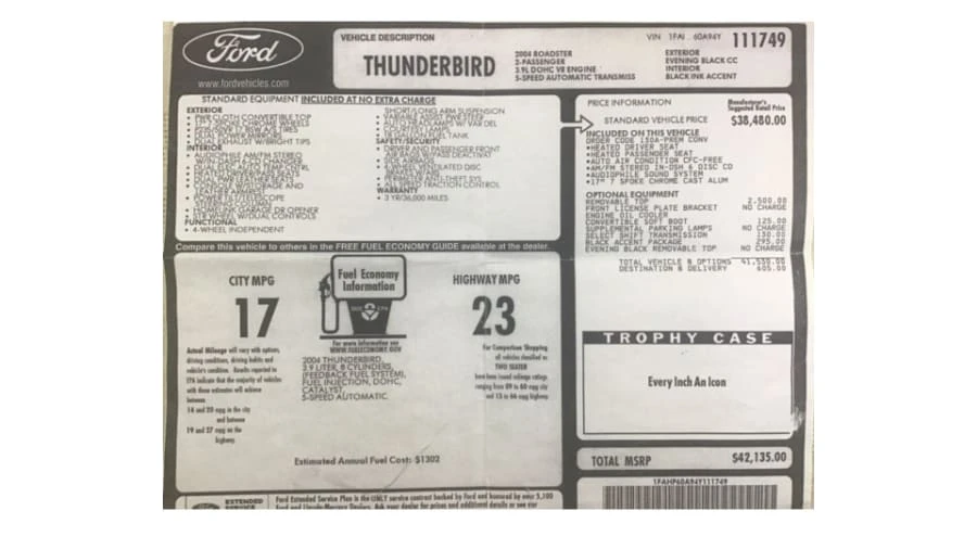 2004 Ford Thunderbird 11th Gen - Image 24 of 24