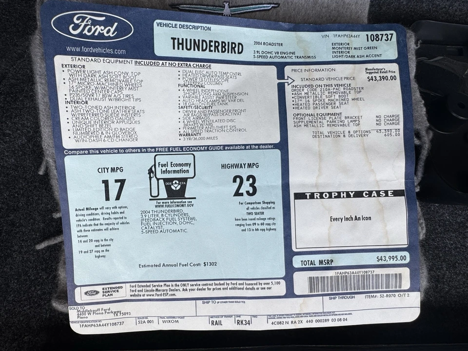 2004 Ford Thunderbird 11th Gen - Image 18 of 23