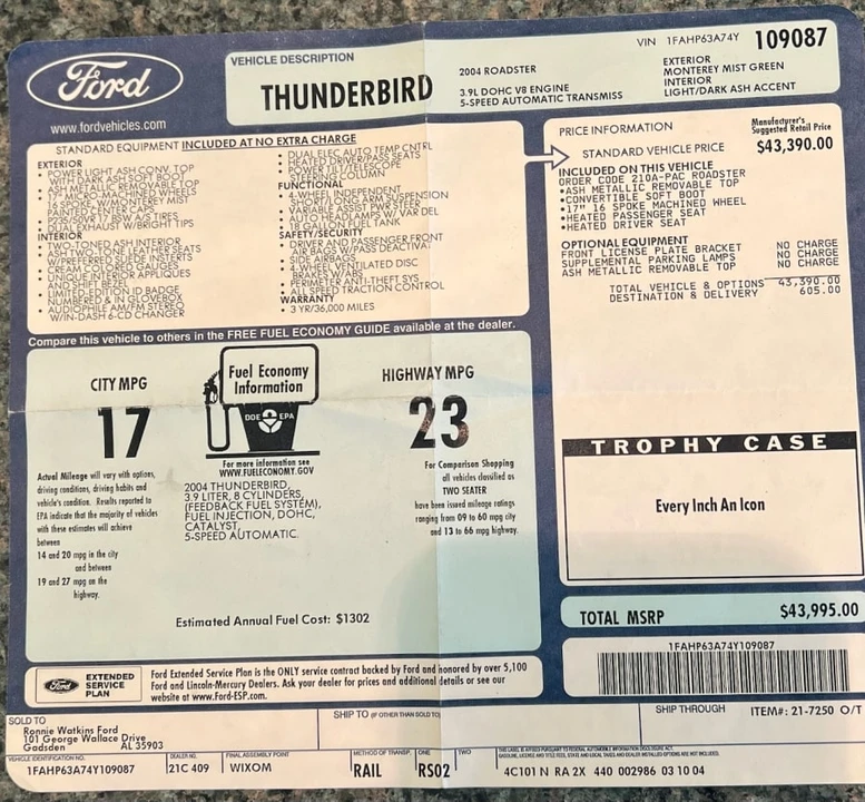 2004 Ford Thunderbird 11th Gen - Image 8 of 8