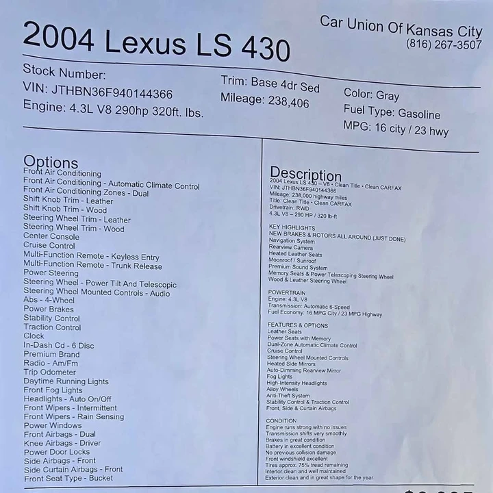 2004 Lexus LS 3rd Gen - Image 18 of 18