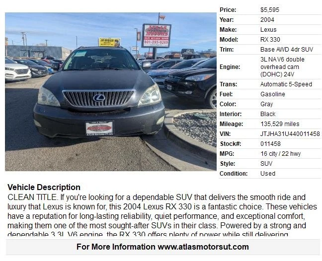 2004 Lexus RX 2nd Gen - Image 2 of 19
