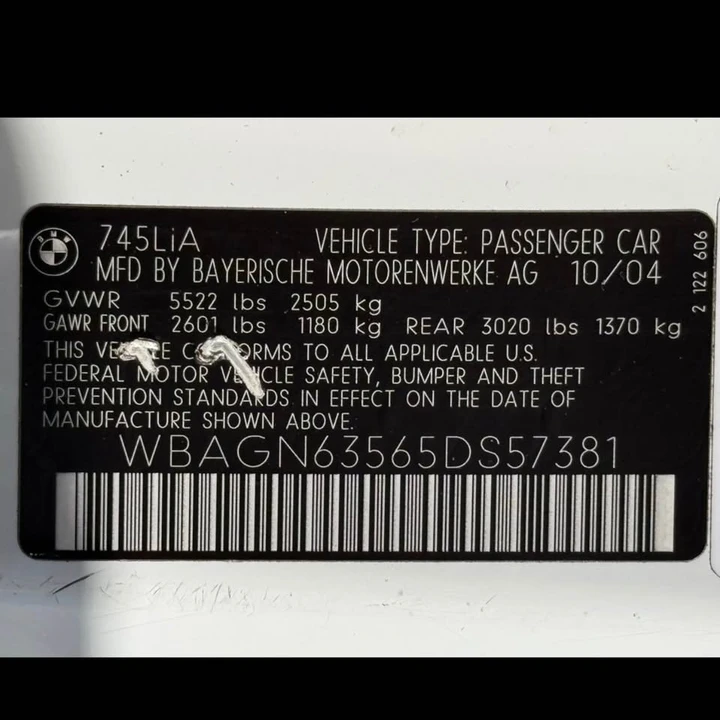 2005 BMW E65/E66 7 Series - Image 13 of 13