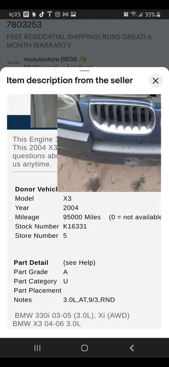 2005 BMW E83 X3 - Image 8 of 9