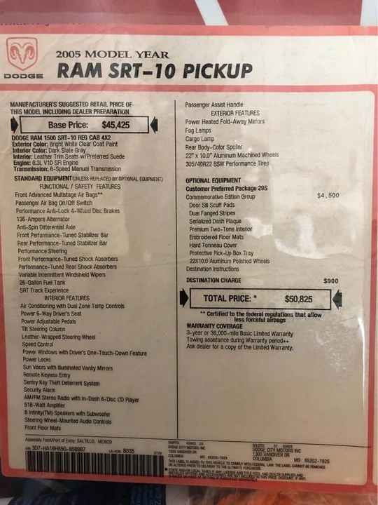 2005 Dodge Ram SRT-10 3rd Gen - Image 16 of 17