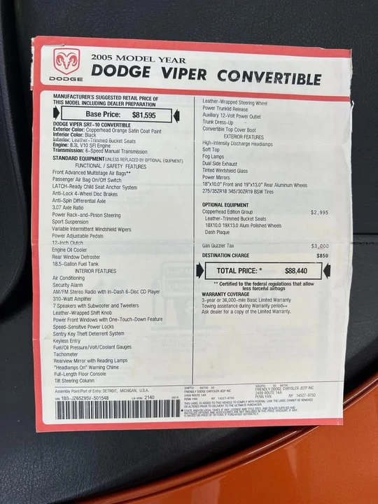 2005 Dodge Viper 3rd Gen - Image 13 of 16