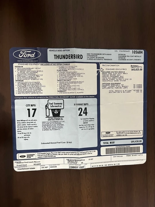 2005 Ford Thunderbird 11th Gen - Image 28 of 29
