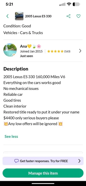 2005 Lexus ES 4th Gen - Image 7 of 8