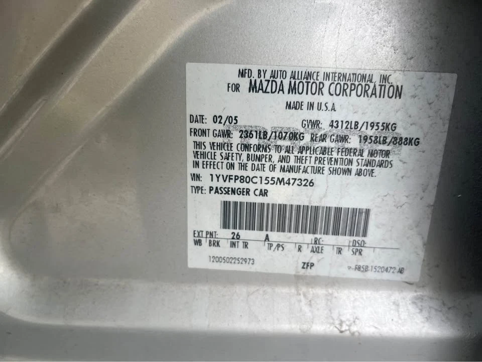 2005 Mazda MX-6 - Image 6 of 6
