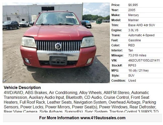2005 Mercury Mariner - Image 2 of 13