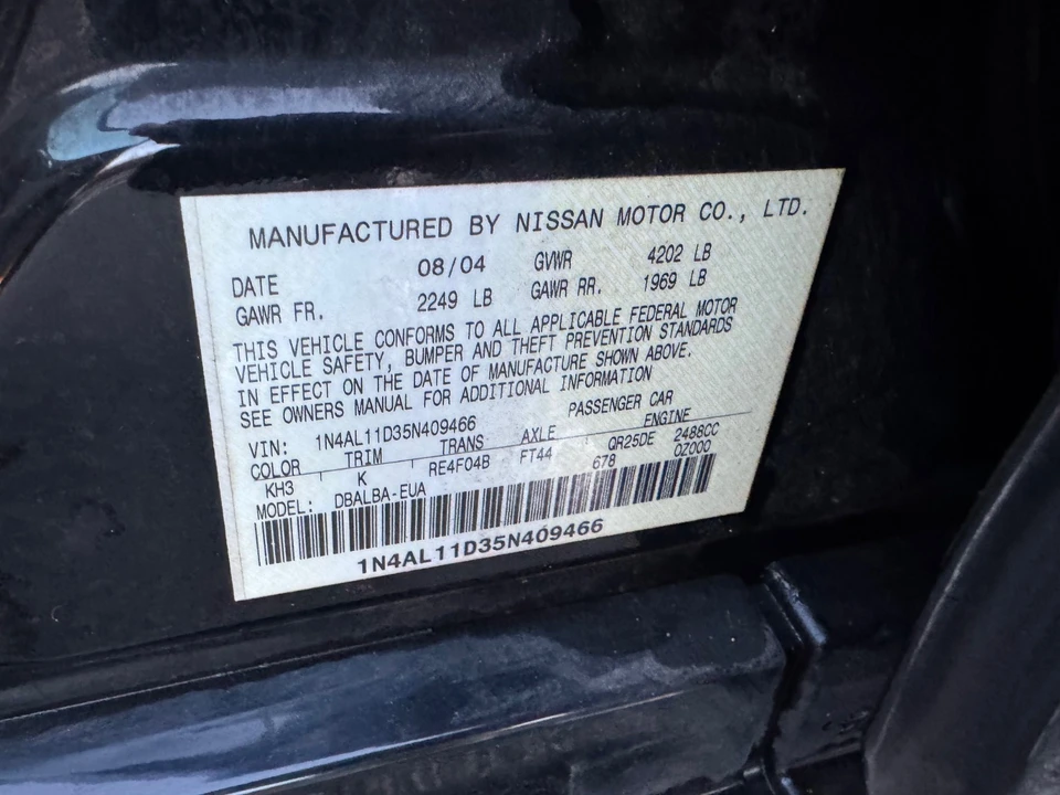 2005 Nissan Altima 3rd Gen - Image 20 of 20