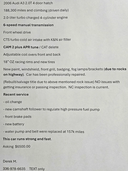 2006 Audi 8P A3 - Image 2 of 10