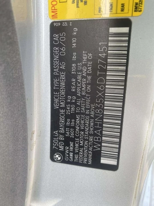 2006 BMW E65/E66 7 Series - Image 13 of 14